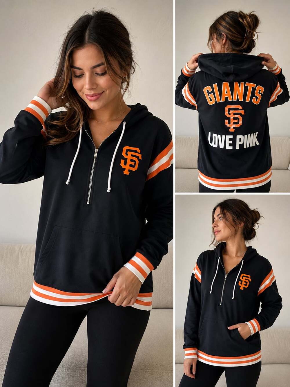 Victoria's Secret PINK x MLB San Francisco Giants Quarter-Zip Pullover Hoodie